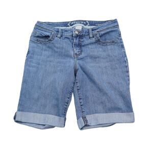 Sonoma Shorts Womens 4 Blue Flat Front Mid Rise Button Pocket Bermuda Shorts
